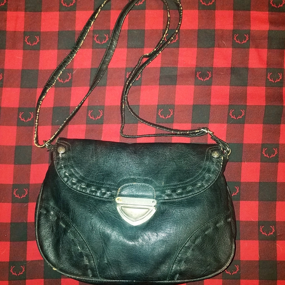 Volcom Small Black Distressed Crossbody Purse Bag